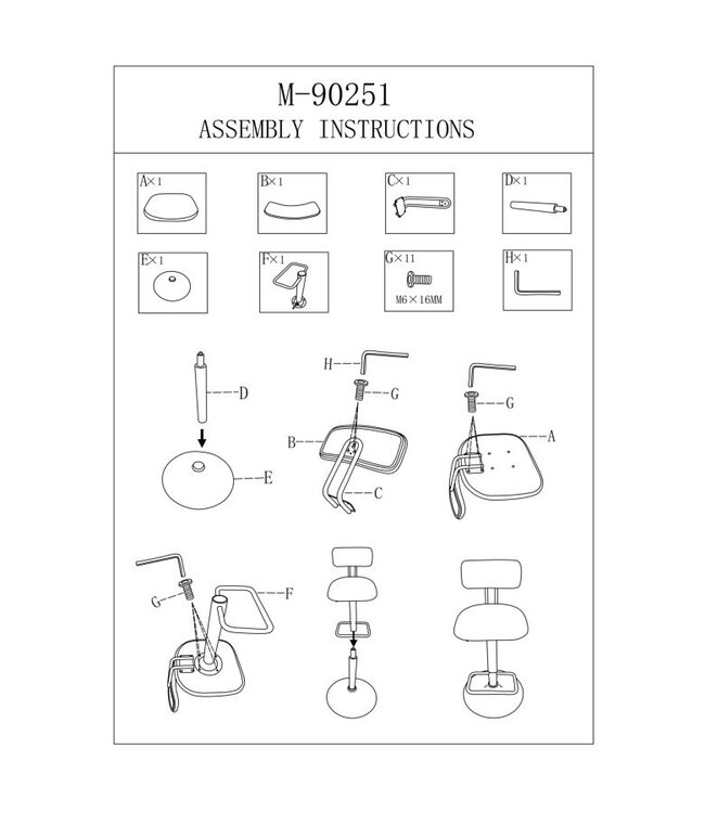 Mauro Ferretti BARKRUK MET LIFTLICHT WIT CM 41X47,5X85-106,5(ZITTING CM 61-83) SET 2ST