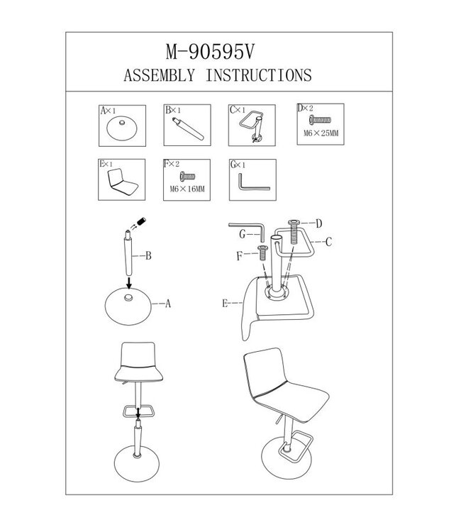 Mauro Ferretti BARKRUK MET LIFT HOOG WIT CM 43X49,5X85,5-107(ZITTING CM 61-82,5) SET 2ST