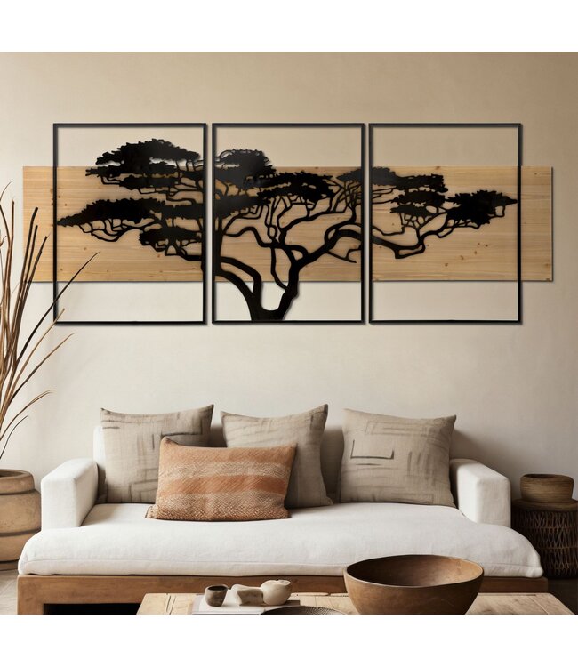 Mauro Ferretti WANDPANEEL LAGOS IJZER EN HOUT SET 3 STUKS CM 204X2X80 (72X2X80-60X2X80)