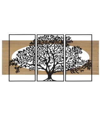 Mauro Ferretti WANDPANEEL BOOM, IJZER EN HOUT SET 3 STUKS CM 176X2X90 (63X2X90-50X2X90)