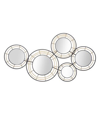 Mauro Ferretti IJZEREN WANDPANEEL MET SPIEGELS OPORTO CM 111X9,5X59