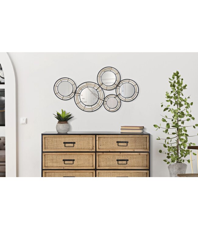 Mauro Ferretti IJZEREN WANDPANEEL MET SPIEGELS OPORTO CM 111X9,5X59