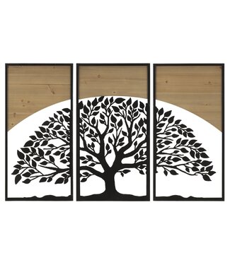 Mauro Ferretti WANDPANEEL BOOGIJZER EN HOUT SET 3 STUKS CM 105X2X70 (35X2X70)