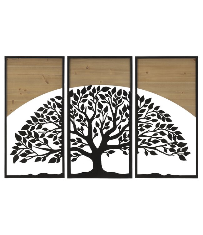 Mauro Ferretti WANDPANEEL BOOGIJZER EN HOUT SET 3 STUKS CM 105X2X70 (35X2X70)