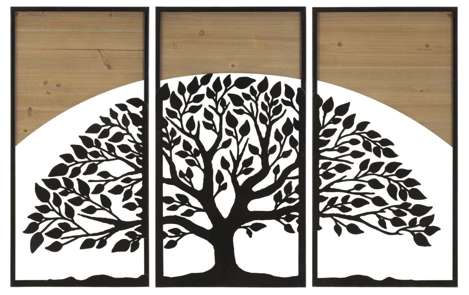 WANDPANEEL BOOGIJZER EN HOUT SET 3 STUKS CM 105X2X70 (35X2X70) afbeelding