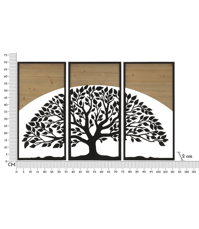 Mauro Ferretti WANDPANEEL BOOGIJZER EN HOUT SET 3 STUKS CM 105X2X70 (35X2X70)