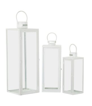 Mauro Ferretti LANTAARN WIT SET 3 STUKS CM 22X22X66-18X18X49,5-14X14X39