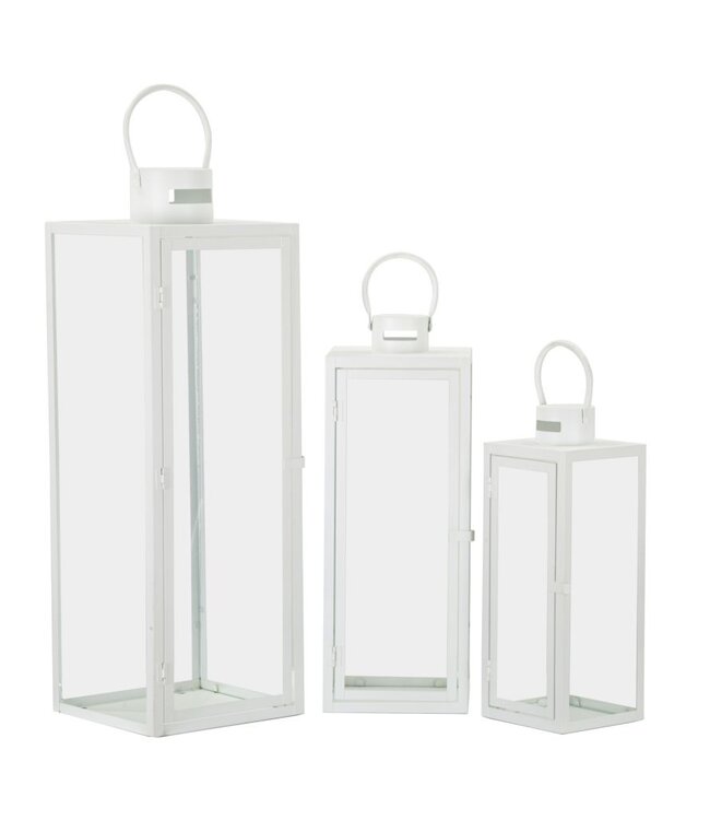 Mauro Ferretti LANTAARN WIT SET 3 STUKS CM 22X22X66-18X18X49,5-14X14X39
