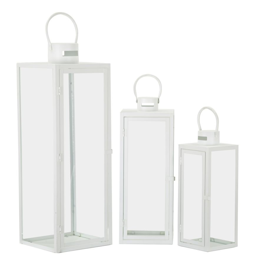 LANTAARN WIT SET 3 STUKS CM 22X22X66-18X18X49,5-14X14X39 afbeelding