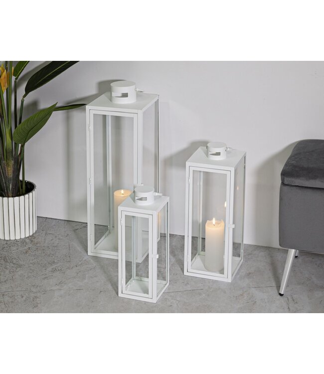 Mauro Ferretti LANTAARN WIT SET 3 STUKS CM 22X22X66-18X18X49,5-14X14X39