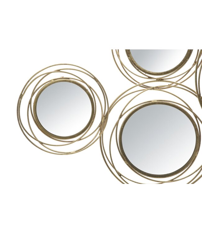 Mauro Ferretti IJZEREN PANEEL MET SPIEGELS GOUD ROND CM 124,5X4X53,5