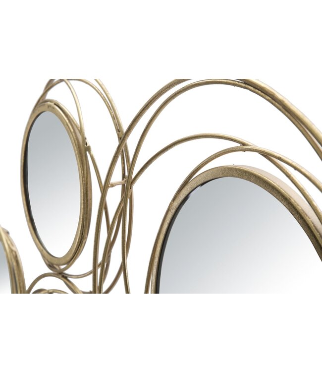 Mauro Ferretti IJZEREN PANEEL MET SPIEGELS GOUD ROND CM 124,5X4X53,5
