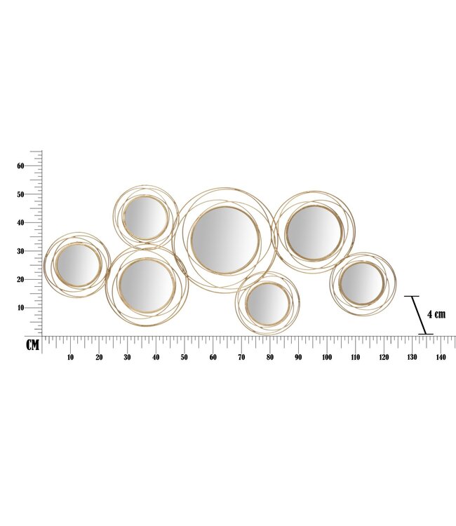 Mauro Ferretti IJZEREN PANEEL MET SPIEGELS GOUD ROND CM 124,5X4X53,5