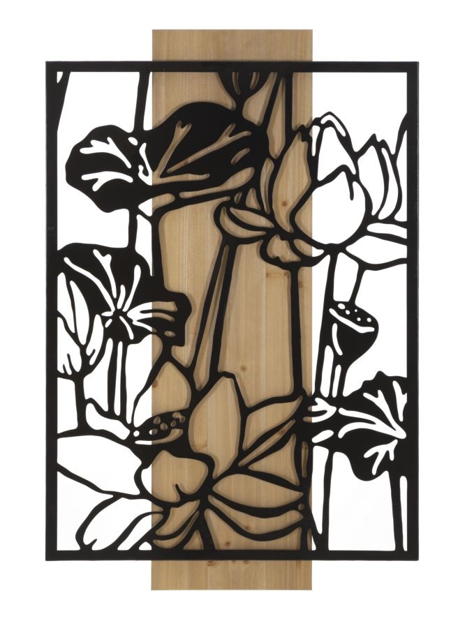 WANDPANEEL LOTUS IJZER EN HOUT CM 60X2X90 afbeelding