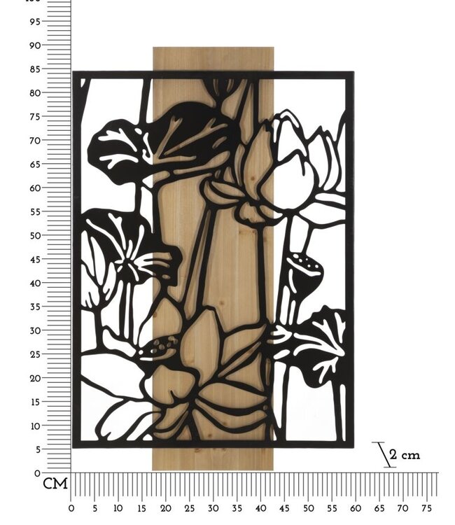 Mauro Ferretti WANDPANEEL LOTUS IJZER EN HOUT CM 60X2X90