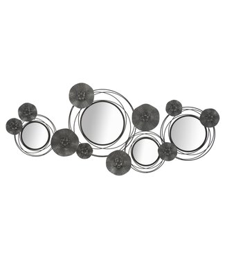 Mauro Ferretti IJZEREN PANEEL MET SPIEGELS DONKER ROND CM 117X5,5X49
