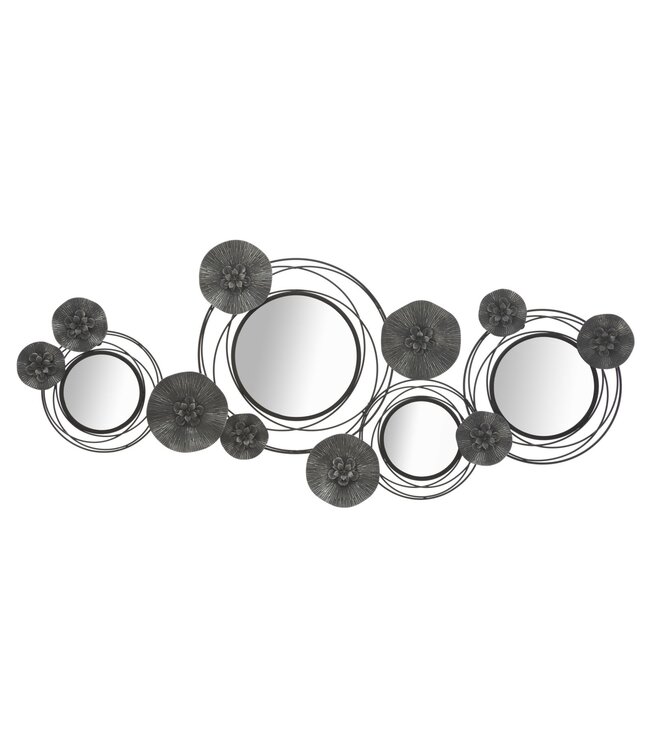Mauro Ferretti IJZEREN PANEEL MET SPIEGELS DONKER ROND CM 117X5,5X49