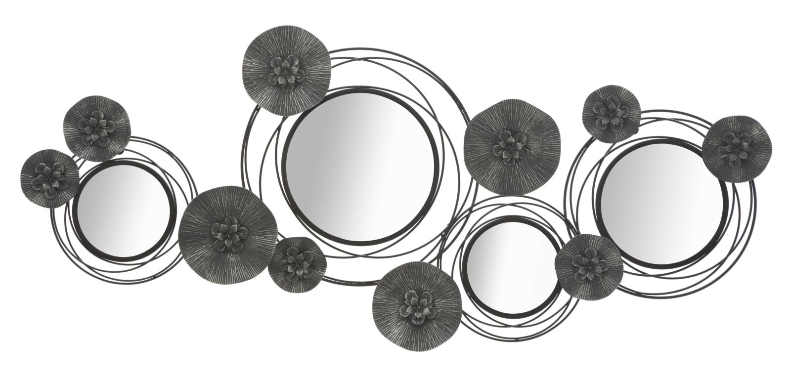 IJZEREN PANEEL MET SPIEGELS DONKER ROND CM 117X5,5X49 afbeelding