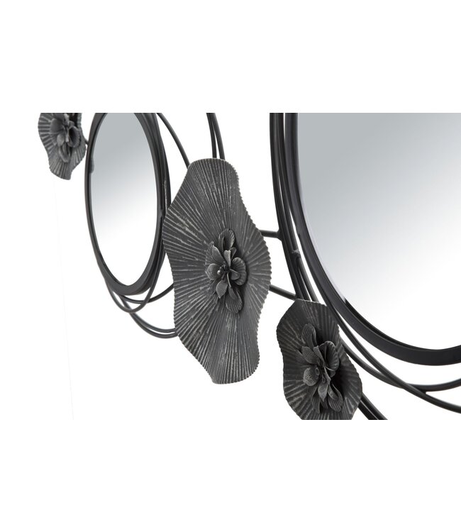 Mauro Ferretti IJZEREN PANEEL MET SPIEGELS DONKER ROND CM 117X5,5X49