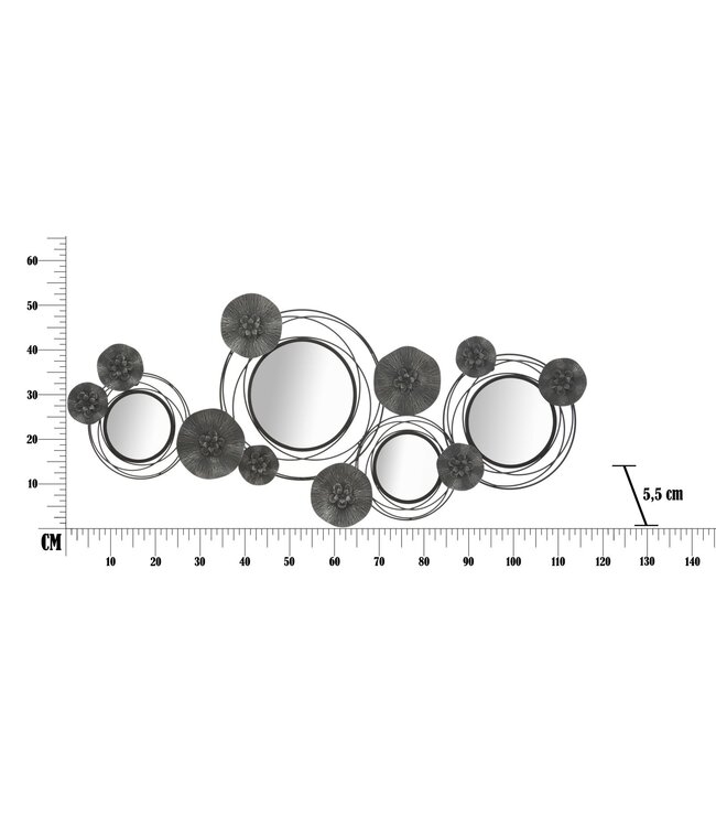 Mauro Ferretti IJZEREN PANEEL MET SPIEGELS DONKER ROND CM 117X5,5X49