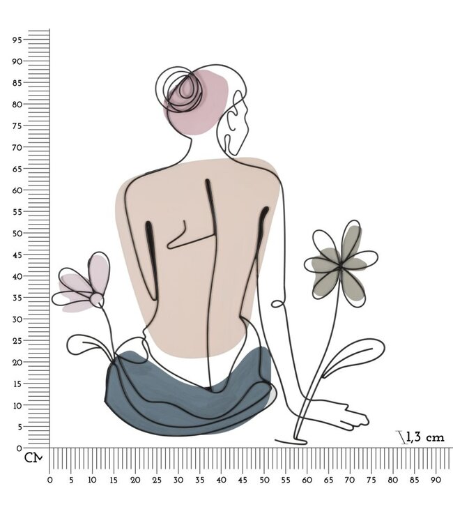 Mauro Ferretti WANDPANEEL DAME MET BLOEM CM 80X1,3X90