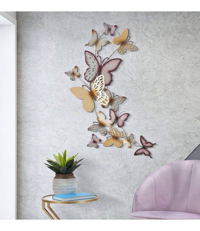 Mauro Ferretti VLINDERS WANDPANEEL GOUD/BORDEAUX C CM 59,5X4X111,5