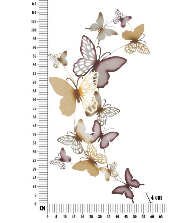 Mauro Ferretti VLINDERS WANDPANEEL GOUD/BORDEAUX C CM 59,5X4X111,5