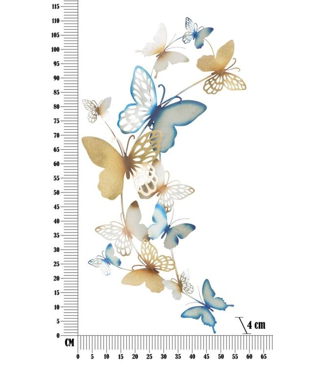 Mauro Ferretti VLINDERS WANDPANEEL GOUD/LICHTBLAUW C CM 59,5X4X111,5
