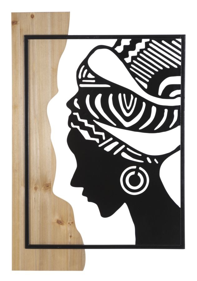 WANDPANEEL TRIBAL IJZER EN HOUT CM 53X2X80 afbeelding