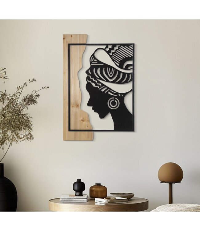 Mauro Ferretti WANDPANEEL TRIBAL IJZER EN HOUT CM 53X2X80