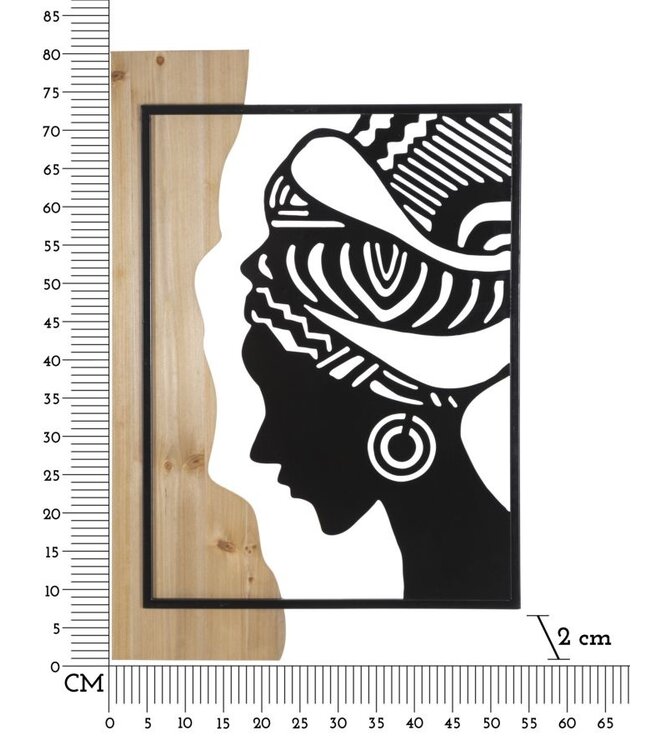 Mauro Ferretti WANDPANEEL TRIBAL IJZER EN HOUT CM 53X2X80