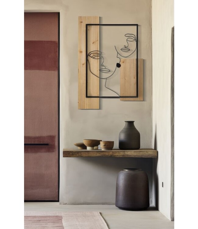 Mauro Ferretti WANDPANEEL VLAKKEN IJZER EN HOUT CM 63X2X90