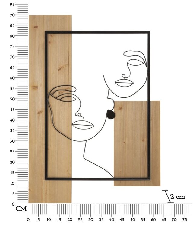 Mauro Ferretti WANDPANEEL VLAKKEN IJZER EN HOUT CM 63X2X90