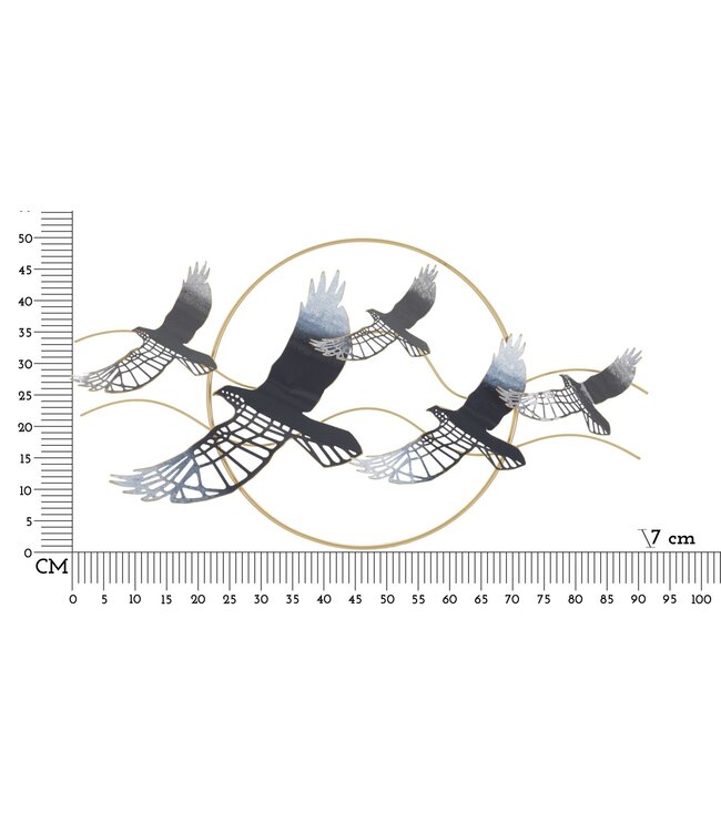 Mauro Ferretti IJZEREN WANDPANEEL VOGEL CM 91X7X50
