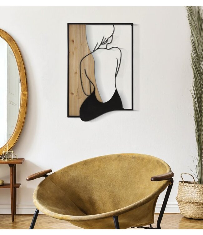 Mauro Ferretti WANDPANEEL SCHOONHEID IJZER EN HOUT 60X2X90