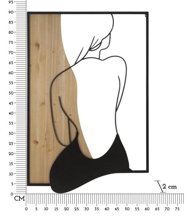 Mauro Ferretti WANDPANEEL SCHOONHEID IJZER EN HOUT 60X2X90