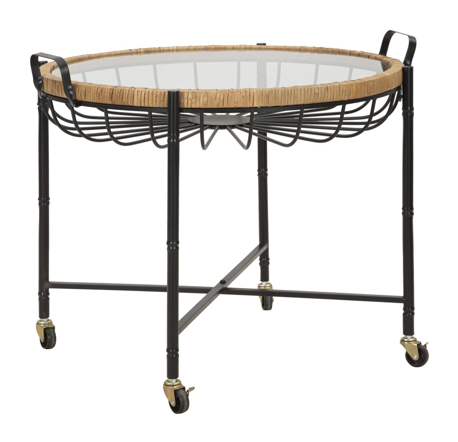 SALONTAFEL CEBU MET GLAS EN PUTTEN CM 70,5X65X57 afbeelding