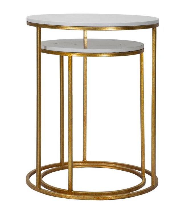 Mauro Ferretti TAFEL EENVOUDIG MARMER PAAR Ø 52X63-42X53