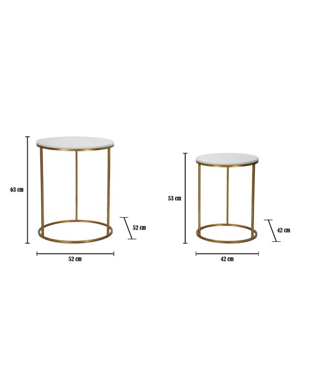 Mauro Ferretti TAFEL EENVOUDIG MARMER PAAR Ø 52X63-42X53