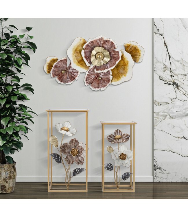 Mauro Ferretti TAFEL BLOEMENSET 2 STUKS CM 36X36X70-30X30X60