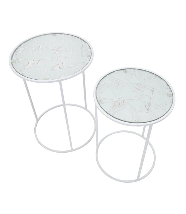 Mauro Ferretti TAFEL WIT HARTS COPPIA CM Ø 43X60-38X55