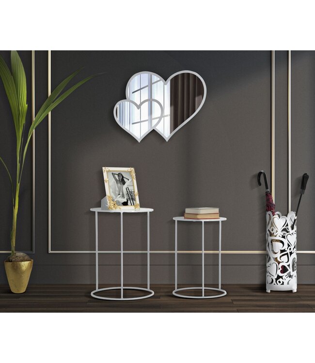 Mauro Ferretti TAFEL WIT HARTS COPPIA CM Ø 43X60-38X55