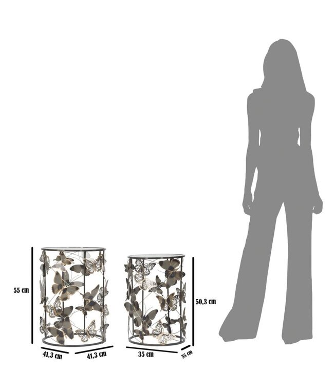 Mauro Ferretti TAFEL FARFALLE SET 2ST CM 41,3X55-35X50,3