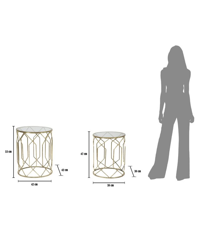 Mauro Ferretti KLEINE TAFELS TUNISI PAAR Ø 42X53-38X47