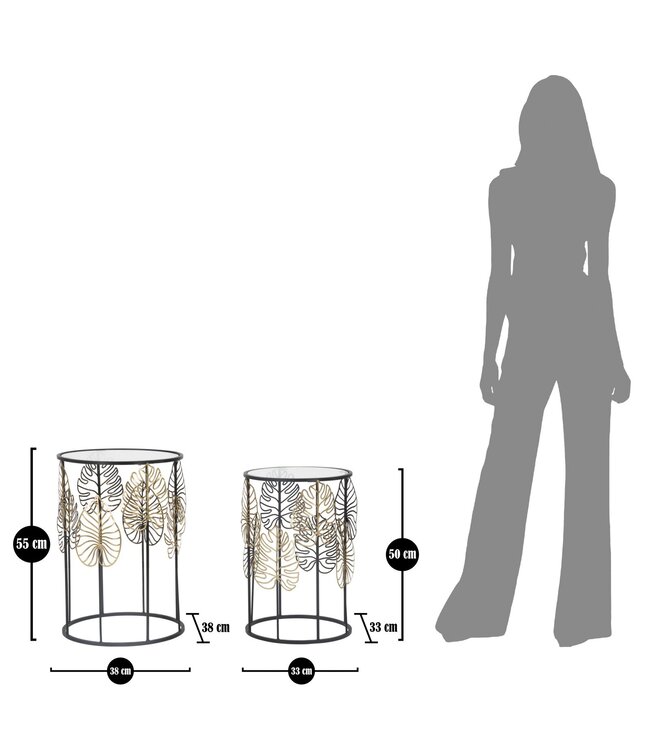Mauro Ferretti TAFEL FOGLIE GLAM COPPIA CM Ø 38X55-33X50
