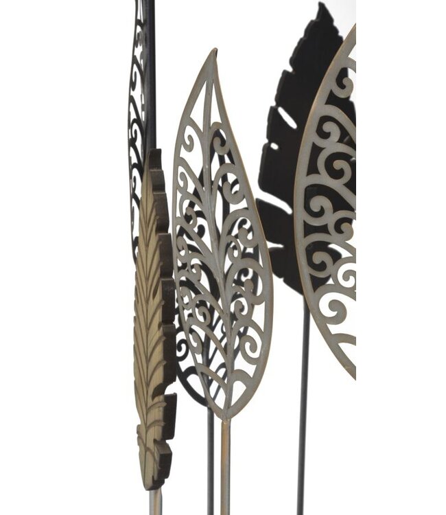 Mauro Ferretti TAFEL FERRO E LEGNO FOGLIE SET 2 STUKS CM 38X55-33X50