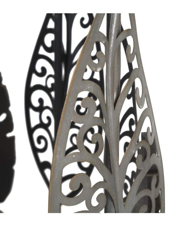 Mauro Ferretti TAFEL FERRO E LEGNO FOGLIE SET 2 STUKS CM 38X55-33X50