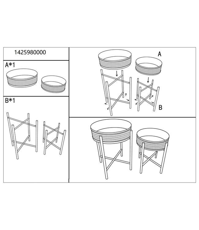 Mauro Ferretti TAFEL FUJI SET 2 STUKS CM Ø 40X50-35X40