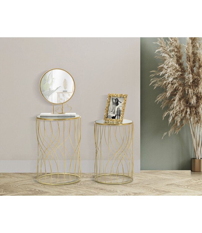 Mauro Ferretti TAFEL LIGNE SET 2ST CM Ø 38X55-33X50