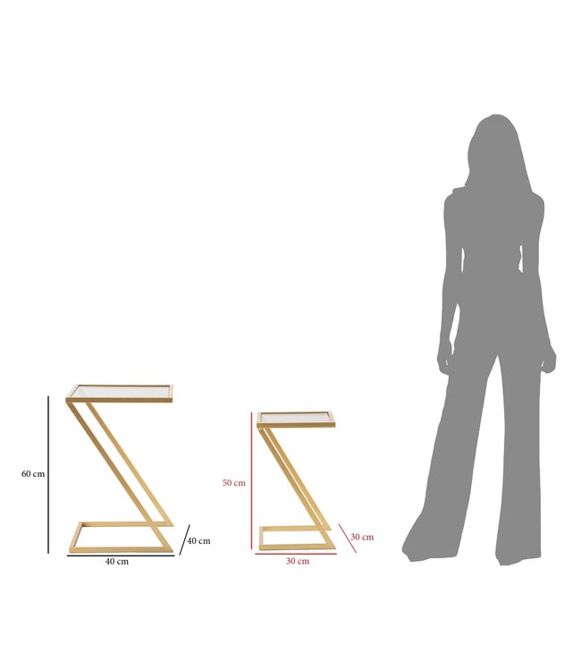 Mauro Ferretti BIJZETTAFEL Z SET2PC CM 40X40X60-30X30X50